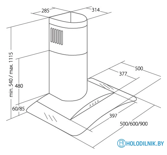 Кухонная вытяжка Akpo Largo 60 WK-4 (черный)