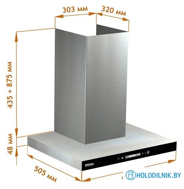 Кухонная вытяжка Backer CH60E-TGL200 SSBK Glass