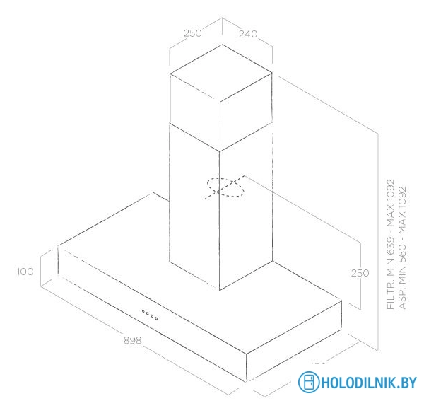 Кухонная вытяжка Elica Spot Urban Zinc/A/90