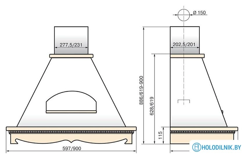 Кухонная вытяжка Elikor Бельведер 90П-650-П3Д (бежевый/дуб)