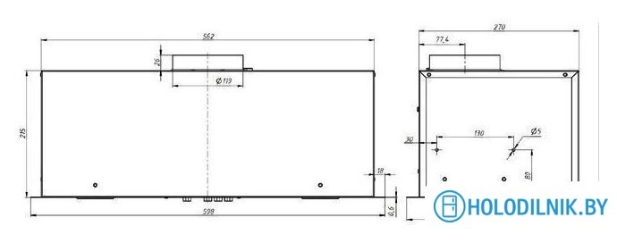 Кухонная вытяжка Elikor Cube 60П-650 229363 (черный)