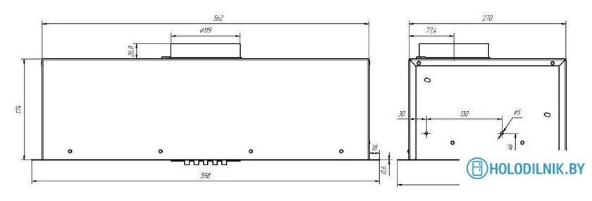 Кухонная вытяжка Elikor Cube Basic 60П-500-КЗД 692342 (белый)