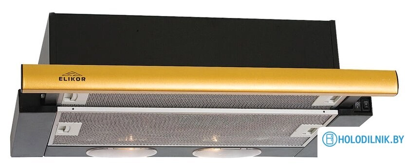 Кухонная вытяжка Elikor Интегра 50П-400-В2Л (черный/латунь)