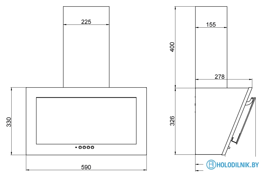 Кухонная вытяжка Elikor Коралл 60П-430-К3Д (черный) (152187)