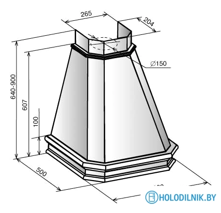 Кухонная вытяжка Elikor Пергола 60П-650-П3Л (бежевый/дуб неокрашенный) (840782)