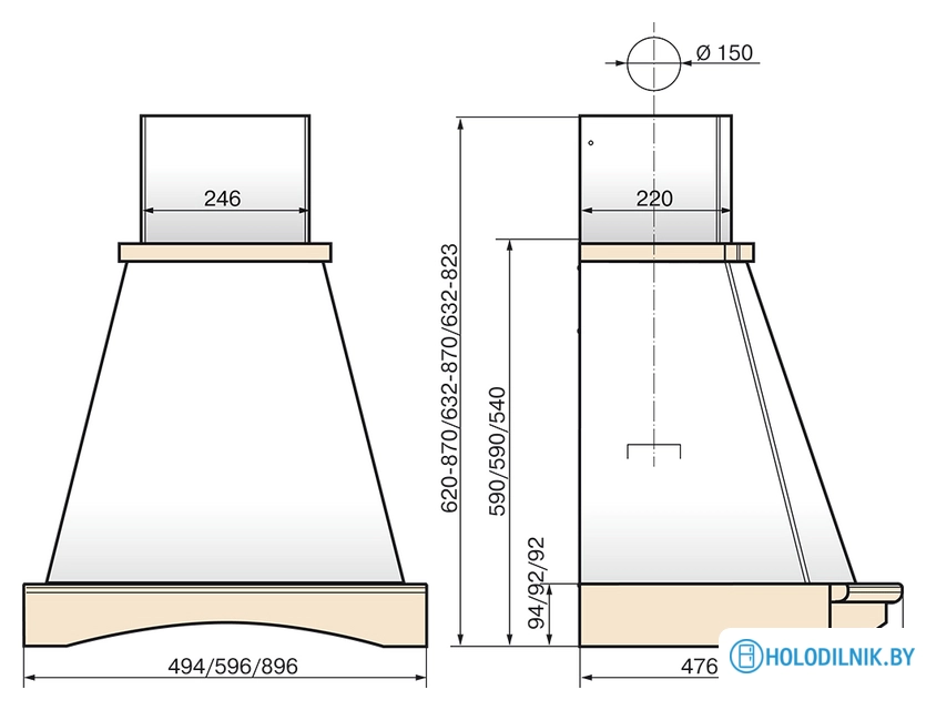 Кухонная вытяжка Elikor Ротонда 60П-650-П3Л (бежевый/дуб)