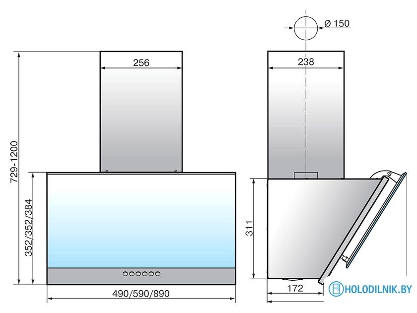 Кухонная вытяжка Elikor Рубин S4 90П-700-Э4Д (антрацит/черное стекло)