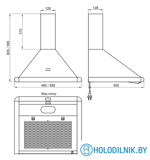 Кухонная вытяжка Elikor Сатурн 60П-180-В1Л (белый/золотой)