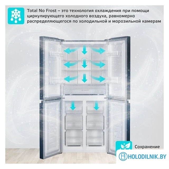 Четырёхдверный холодильник Harper RH6966BI (черный)