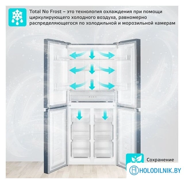 Четырёхдверный холодильник Harper RH6966BI (металлик)