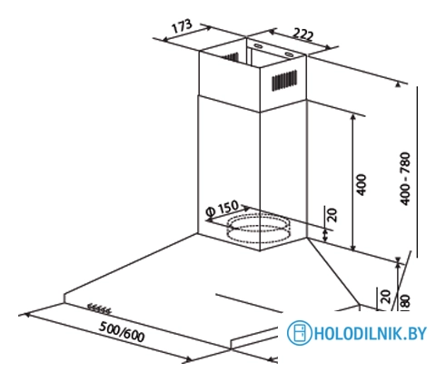 Кухонная вытяжка HOMSair Delta 60 (нержавеющая сталь)