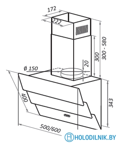 Кухонная вытяжка HOMSair Vertical 60 Glass (белый)