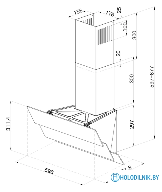 Кухонная вытяжка Krona Aurora 600 S (черный)