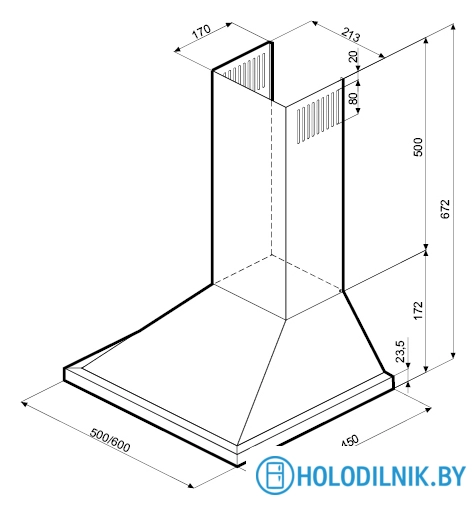 Кухонная вытяжка Krona Bella 500 Inox Push Button