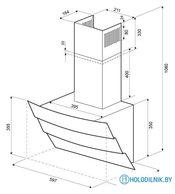 Кухонная вытяжка Krona Inga 600 push button (черный/нержавеющая сталь)