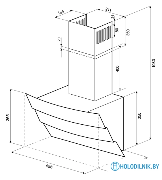 Кухонная вытяжка Krona Inga 600 white push button [00018712]