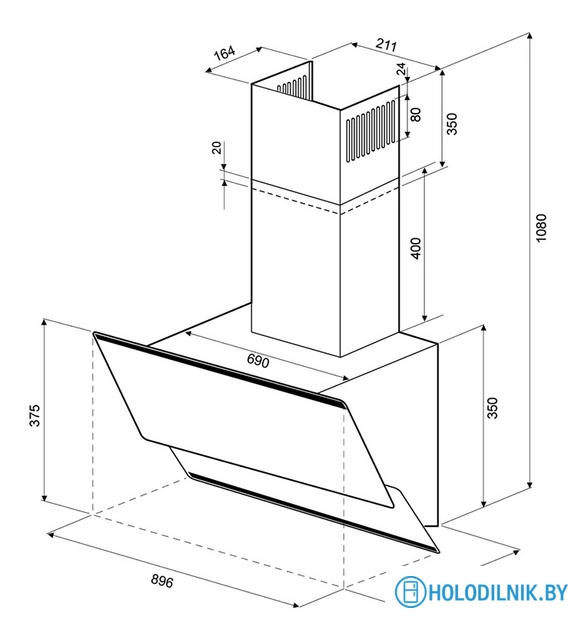 Кухонная вытяжка Krona Irida 900 White Sensor