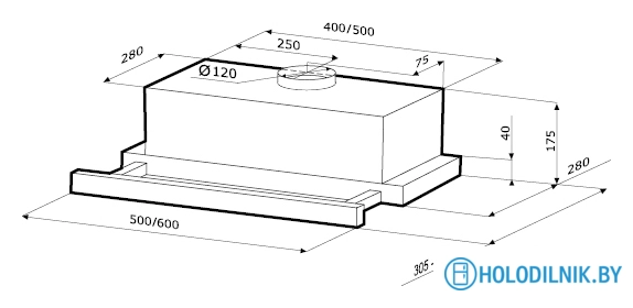 Кухонная вытяжка Krona Kamilla 500 Black 1m