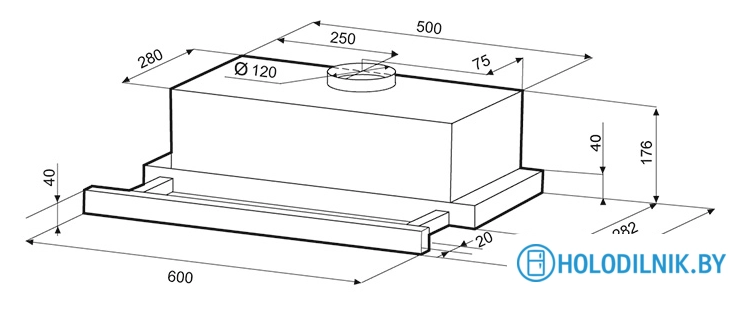 Кухонная вытяжка Krona Kamilla Eco 600 IX (нержавеющая сталь)