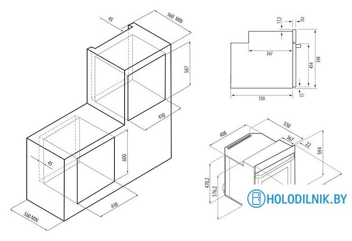 Газовый духовой шкаф Krona Stretto 45 BL