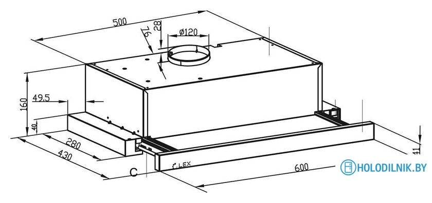 Кухонная вытяжка LEX HOGAN 600 (нержавеющая сталь)