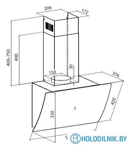 Кухонная вытяжка LEX Plaza GS 600 (черный)