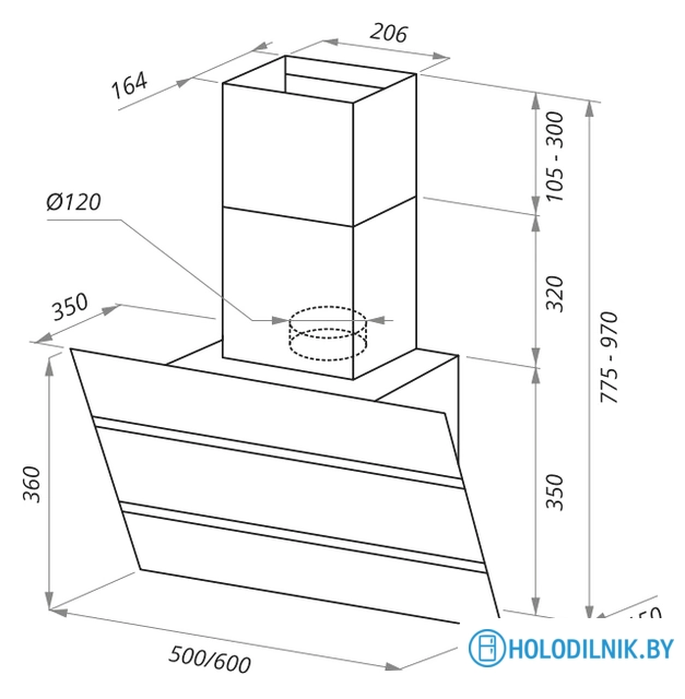 Кухонная вытяжка MAUNFELD Bridge Line 50 (черный/вставка сатин)
