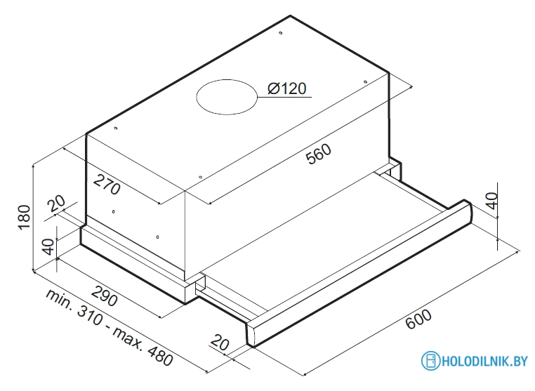 Кухонная вытяжка MAUNFELD VS Slide 60 (металлик/белый)