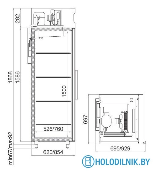 Однокамерный торговый холодильник Polair Standard CM105-S