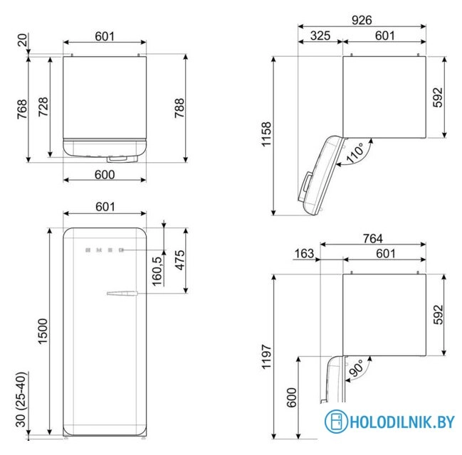 Однокамерный холодильник Smeg FAB28LOR6
