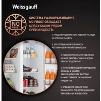 Холодильник side by side Weissgauff WSBS 500 Inverter NoFrost Bru Steel Glass