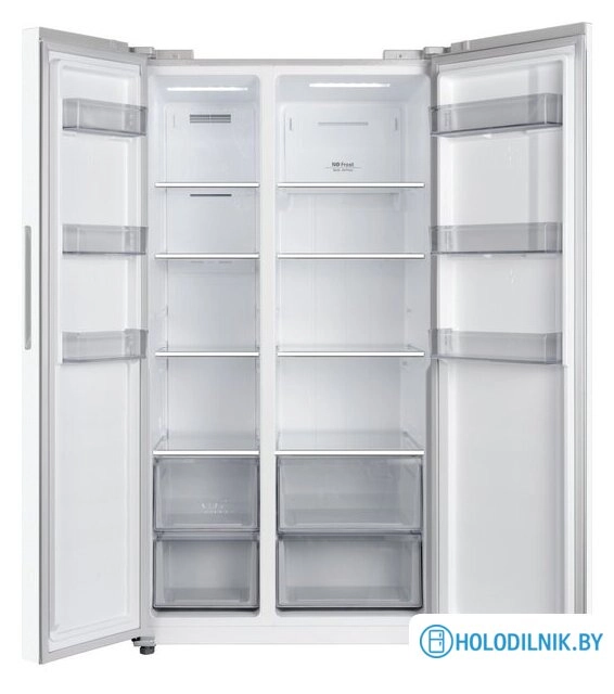 Холодильник side by side Weissgauff WSBS 550 Built-in NoFrost Inverter White Glass