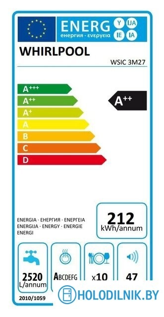 Встраиваемая посудомоечная машина Whirlpool WSIC 3M27